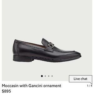 Salvatore Ferragamo black leather moccasin loafer gancini ornament size US 13